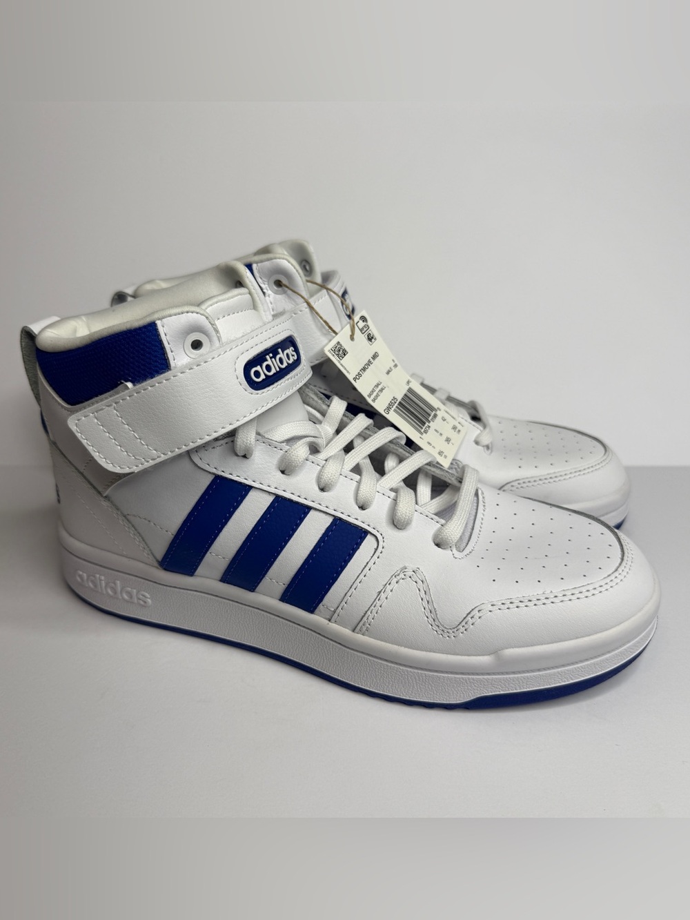 Adidas Postmove Mid GW5525 Mid Basketball Shoes White/Blue Size 8.5 NWOB